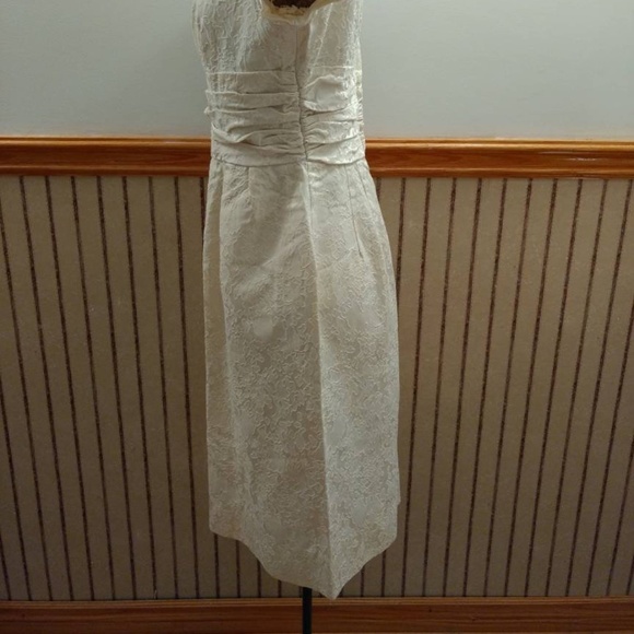 Vintage 50s Cocktail Dress 36" Bust Cream "A Lawrence Original" Jacquard - Picture 8 of 15